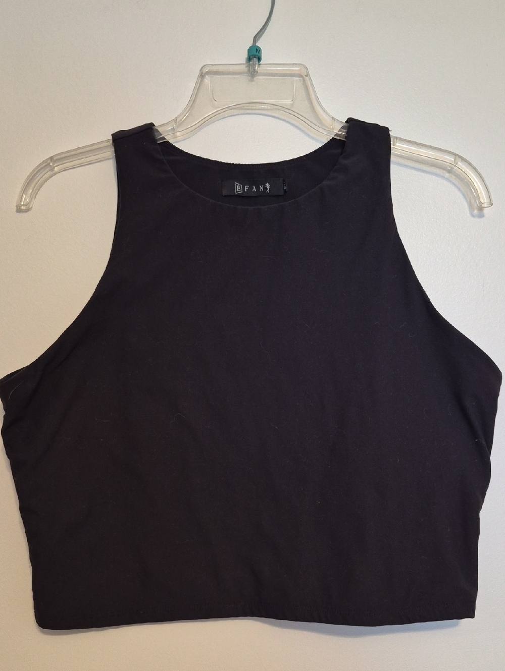 Efan Black Cropped Tank Top - Sleek High-Neck Women’s Top SZ XL
